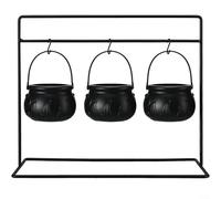 Alanmoship Halloween Witch Cauldron Candy Bowl Set With Stand And Hooks For Party Decoration, Mini Plastic Pots For Sweets And Snacks, Washable Reusable, 9Pcs(3pc)