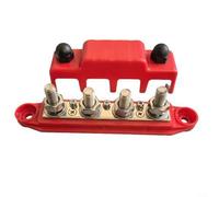 Alanmoship Heavy Duty 12V-48V DC Bus Bar Power Distribution Block 250A With 4 Binding Posts Zinc Alloy Brass Construction Flame Retardant Nylon Base(M10 red)