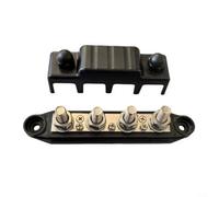 Alanmoship Heavy Duty 12V-48V DC Bus Bar Power Distribution Block 250A With 4 Binding Posts Zinc Alloy Brass Construction Flame Retardant Nylon Base(M10 black)
