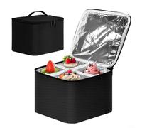 Alanmoship Insulated Dessert Carrier Bag With Triple-Layer Oxford Fabric, Removable Dividers And Top Handle For Keeping Ice Cream, Cupcakes, Coffee Or Snacks Fresh During Picnics