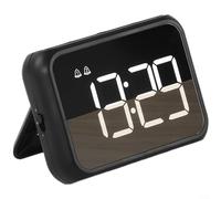 Alanmoship LED Digital Alarm Clock With Snooze Function, USB Rechargeable 600MAh, Adjustable Brightness For Bedroom Or Office, Magnetic Design(Black)