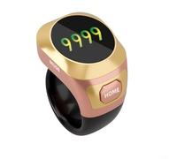 Alanmoship Luminous Electronic Smart Ring Counter with Color Screen and Type-C Recharge, Water-Resistant Wearable for Prayer Rituals, Compact Portable Design, Black(Pink)