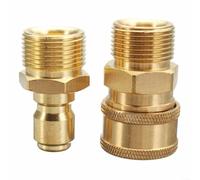 Alanmoship M22 3/8In Quick Release Adapter Connector Set for Pressure Washer, High Strength Brass Coupling, Easy Change Garden Hose Joints, Gold, 2 Pieces