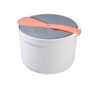 Alanmoship Microwave Rice Cooker Steamer Pot for Efficient Cooking of Rice Pasta Vegetables, Portable Lunch Box for Office Travel, PP Material, White Grey Orange