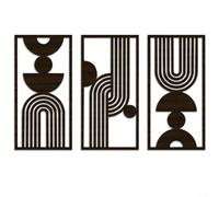 Alanmoship Modern Minimalist 3-Piece Wall Art Set Geometric, Black Gray MDF Panels Cut-Out Abstract Vertical Decor, For Living Room Bedroom Office, 11.8x5.9 Inches(Black)