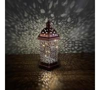 Alanmoship Moroccan Style Metal Lanterns Set Of 3 Sizes Brass Effect Hanging Decorative Night Lights(Medium)