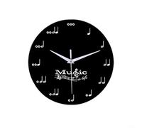 Alanmoship Musical Note Wall Clock 30X30cm Acrylic Home Decoration Stylish Black For Music Lovers