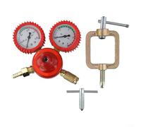 Alanmoship Oxygen Acetylene Propane Gas Pressure Regulator Set with Shockproof Brass Valves and Welding Gauge for Professional Workshop and Industrial Welding Tasks(Acetylene table)