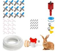 Alanmoship Professional Rabbit Water Bottle With Double Spring Spout Automatic Drinking Fountain System For Rabbit Cage Installation Blue Plastic Pet Supplies(12-piece set)