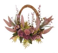 Alanmoship Scandinavian Artificial Flower Wreath, for Wall Decor, Silk Floral Garland Wedding Door Ornament, Lightweight Fake Flowers, for Home Garden Party, Pink White Purple 35x40cm(Purple)