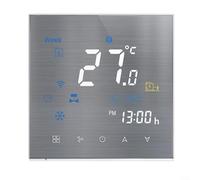Alanmoship Smart WiFi Digital Thermostat With Remote Control For Fan Coil Central Air Conditioning System Temperature Controller With LCD Display Silver Brushed Panel(WiFi)