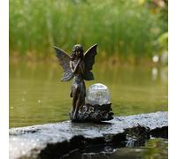 Alanmoship Solar Powered Garden Fairy Statue With Bronze Finish And Glass Bulb Light, Waterproof Resin Outdoor Lawn Ornament For Patio, Yard Or Courtyard Decoration