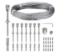 Alanmoship Stainless Steel Wire Trellis Kit 12m/16m with Cross Rope Clamps and Accessories, T304 Marine Grade, Customizable Shapes for Climbing Plants on Garden Walls(12 meters)