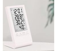 Alanmoship Temperature Humidity Meter,Indoor Thermometer Ambient Thermometer Temperature Monitor And Humidity Meter As A Clock Weather Station Clock With LCD Display