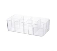 Alanmoship Transparent PS Underwear Storage Box With Lid, 27X13x8.2cm Stackable Organizer With 4 Or 8 Compartments For Bras, Socks And Home Closet Drawer Organisation(Four)