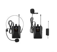Alanmoship UHF Wireless Microphone System Kit with Headset and Lavalier, Portable Cordless Set for Karaoke Conference Speech, 16 Channel ABS Black(1 tow 1)