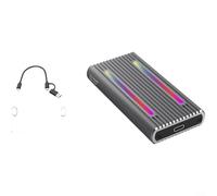 Alanmoship USB 3.1 Gen 2 M.2 NVMe And For SATA SSD Enclosure For External Hard Drive, 10Gbps Aluminum Alloy Case With RGB Lighting, Compatible With PC Laptop(Two-in-one)
