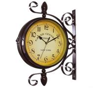 Alanmoship Vintage New York Clock, Station Clock, Double-Sided Wall Clock, Antique Vintage Wall Clock, Double Sided Train Grand Station Style, Large 8 Diameter, Rotatable