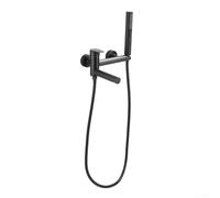 Alanmoship Wall Mounted Bathtub Faucet Set With Swivel Spout Single Handle Bath Shower System Handheld Sprayer Temperature Control Black Finish Brass