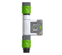 Alanmoship WiFi Digital Water Flow Meter with Real-Time Measurement and APP Tracking, Switchable Litres/Gallons, Low Power Indicator, Grey/White/Green for Garden and Home Use(A)