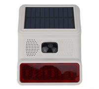 Alanmoship Wireless Solar-Powered Outdoor Alarm Siren with Flashing Strobe Light, 433MHz Home Security System for Garden and Driveway Protection, White and Red(Wireless)