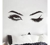 Alanmoship Woman Eye Wall Sticker Art Lash Eyelash Decor Beauty Salon Decal PVC Removable Waterproof 66X21cm