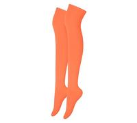 Alanna Jones Girls Ladies Women Plain Over The Knee High Microfiber Socks Cotton Rich Thigh Socks Leg Warmer for Casual Daily Wear UK Size 4-6.5 (Fluorescent Orange)