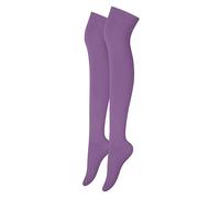 Alanna Jones Girls Ladies Women Plain Over The Knee High Microfiber Socks Cotton Rich Thigh Socks Leg Warmer for Casual Daily Wear UK Size 4-6.5 (Lilac)