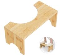 ALANNG Bamboo Toilet Stool Adults Foldable, 7 Inch Squat Toilet Step for Pregnant, Poop Stool Bathroom Improving Bowel Movements