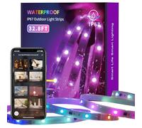 ALANTOP Outdoor LED Strip Lights, 10m RGBIC Lights with App Control Remote, IP67 Waterproof, Music Sync Outdoor Rope Lights for Bedroom, Room, Roof(2x5m)