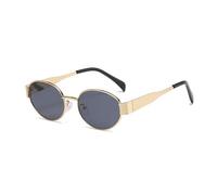 ALANTOP Retro Oval Polarized Sunglasses with UV400 Protection, Lightweight Metal Frame Classic Shades for Women (Grey/Gold)