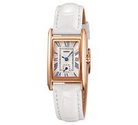 ALANTOP Stylish Women Quartz Watch - Rectangle Dress Watch with Leather Strap, Blue Crystal Crown, Water-Resistant, Elegant Design (Small-White)