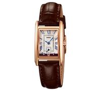 ALANTOP Stylish Women Quartz Watch - Rectangle Dress Watch with Leather Strap, Blue Crystal Crown, Water-Resistant, Elegant Design (Small-Brown)