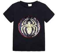 ALANTOP Toddler Little Kids Baby Boys Girls Magic Flip Sequins Tshirt,Short Sleeve Crew Neck Pullover Tees Tops Ages 2 to 8 Years Black