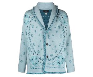 Alanui bandana-jacquard cashmere cardigan - Blue M