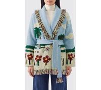 ALANUI Jacquard Wool Blend Robe Cardigan with Belt and Fringed Edges - Size: M - female