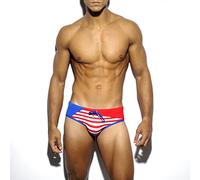 ALANZE Men Swim Wear Briefs Penis Padded Push Up Breathable Men's Briefs Gay Swimming Bikini,Red No Pad,XXL