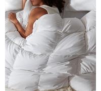 Alanzimo Goose Feather Down Fiber Cotton Comforter King Size - 100% Down-Proof Duvet Inserts - Hotel Luxury Bedding Comforter All Season Medium Warmth 106 x 90 Inch White