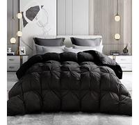 Alanzimo Hotel Grade Luxury California King 108x98 Medium Warmth Goose Down Comforter All Season - Ultra Soft 100% Down-Proof Cover Black Noiseless Warm Feathers Down Bedding Duvet Insert