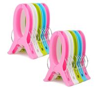 Alaoo 10 Pcs Colorful Beach Towel Clips, Extra Large Plastic Laundry Clip Clothes Pegs Windproof Clothes Pins for Beach Pool Daily Laundry, Heavy Bath Towel