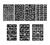 Alaoo 14 Sheets Temporary Tattoo Stencil Kit,Reusable Face Tattoo Stencil,Black Body Stickers for DIY Art Halloween Holiday Party Makeup Body Art Painting