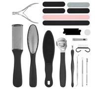 Alaoo 30 in 1 Foot File Pedicure Set, Includes 3Pcs Foot Files, 1Pcs Hard Skin Remover and 10 Replacement Heads for Wet & Dry Use Heel Care Scrubber Kit for Women Men Salon or Home, Black