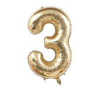 Alaoo 40 Inch Number Balloons, Large Birthday Foil Age Balloons, Digital Decoration for Boys Girls Adults Birthday Party Anniversary Graduation, Gold Number 3