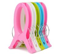 Alaoo 5 Pcs Colorful Beach Towel Clips, Extra Large Plastic Laundry Clip Clothes Pegs Windproof Clothes Pins for Beach Pool Daily Laundry, Heavy Bath Towel