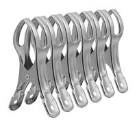 Alaoo 6 Pcs Beach Towel Clips, 11cm Large Stainless Steel Sunbed Towel Pegs Laundry Clip Towel Pegs for Sunbeds Sun Loungers, Blankets, Pool Chairs