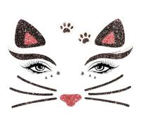 Alaoo Animal Cartoon Tattoo Stickers, Waterproof Animal Temporary Tattoos for Kids Adults Glitter Fake Tattoo Stickers Set for Birthday Parties Gift Carnival Cosplay,Cat