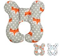 Alaoo Baby Neck Pillow, Baby Head Support Cute Cartoon Car Travel Sleeping Pillow Soft U-Shaped Head Neck Protector for Car Seats and Strollers, Fox Pattern