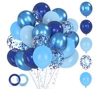 Alaoo Blue and Light Blue Balloons, 60Pcs 12 Inch Balloons Set with Blue Confetti Balloon, Beautiful Balloon for Graduation Birthday Wedding Party Decorations, Dark Blue
