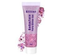 Alaoo Body Glitter Gel, 20ml Holographic Mermaid Sequins Chunky Cosmetic Face and Body Gel, Sparkling Festival Party Lotion for Face, Eye, Hair, Nail DIY Art (Purple)