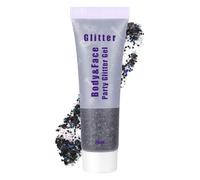 Alaoo Body Glitter Gel, 20ml Holographic Mermaid Sequins Chunky Cosmetic Face and Body Gel, Sparkling Festival Party Lotion for Face, Eye, Hair, Nail DIY Art (Black)